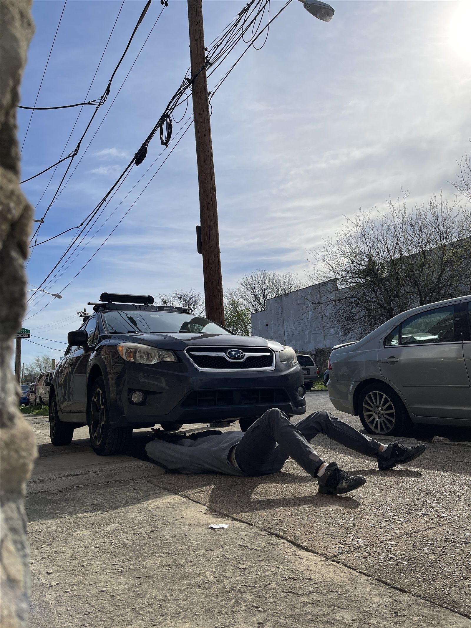 Subaru Crosstrek with roof cargo box, front angle