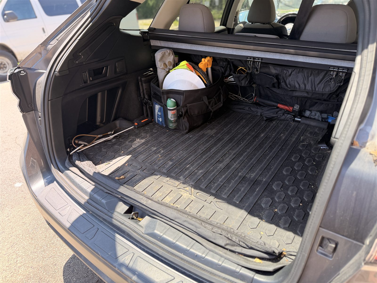 Subaru Outback cargo area with organizer bin